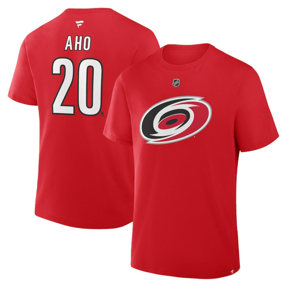 Sebastian Aho Carolina Hurricanes Fanatics Authentic Stack Name & Number T-Shirt - Red - NHL