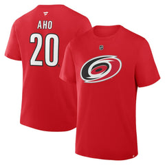 Sebastian Aho Carolina Hurricanes Fanatics Authentic Stack Name & Number T-Shirt - Red - NHL