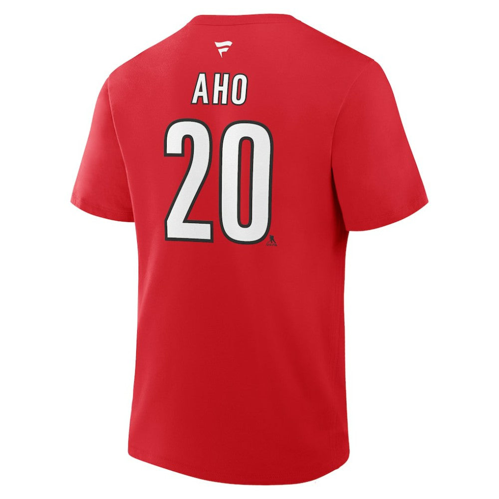 Sebastian Aho Carolina Hurricanes Fanatics Authentic Stack Name & Number T-Shirt - Red - NHL