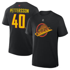 Elias Pettersson Vancouver Canucks Fanatics Authentic Stack Name & Number T-Shirt - Black - NHL
