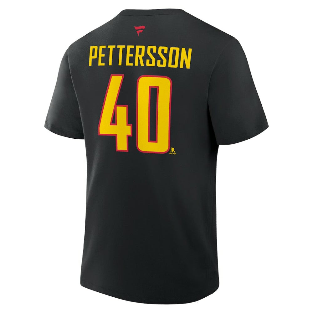 Elias Pettersson Vancouver Canucks Fanatics Authentic Stack Name & Number T-Shirt - Black - NHL