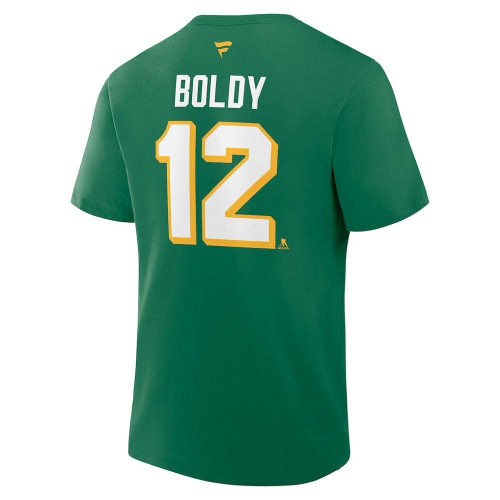 Matthew Boldy Minnesota Wild Fanatics Authentic Stack Name & Number T-Shirt - Kelly Green - NHL