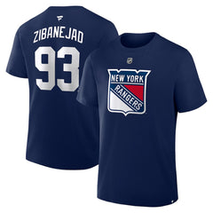 Mika Zibanejad New York Rangers Fanatics Authentic Stack Name & Number T-Shirt - Navy - NHL