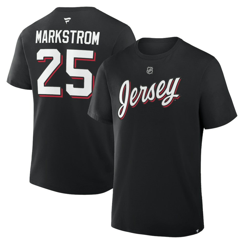 Jacob Markstrom New Jersey Devils Fanatics Authentic Stack Name & Number T-Shirt - Black - NHL