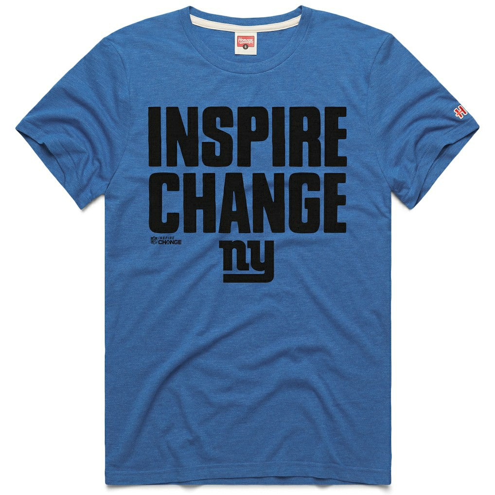New York Giants Homage Unisex 2024 Inspire Change Tri-Blend T-Shirt Royal | NFL
