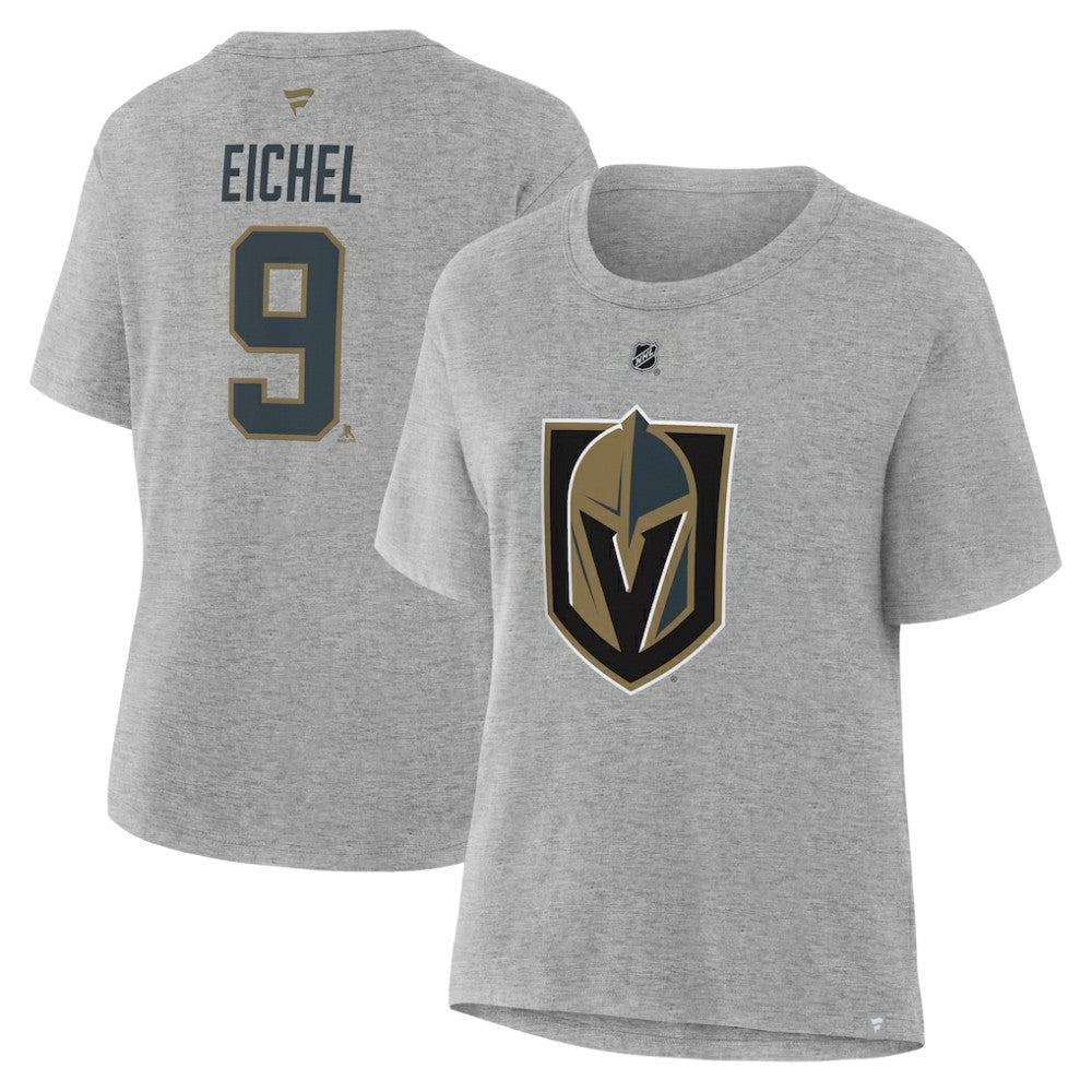 Jack Eichel Vegas Golden Knights Fanatics Women's Authentic Stack Name & Number T-Shirt - Heather Gray - NHL