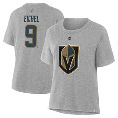 Jack Eichel Vegas Golden Knights Fanatics Women's Authentic Stack Name & Number T-Shirt - Heather Gray - NHL