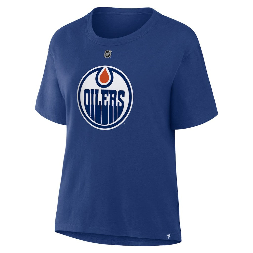 Leon Draisaitl Edmonton Oilers Fanatics Women's Authentic Stack Name & Number T-Shirt - Royal - NHL