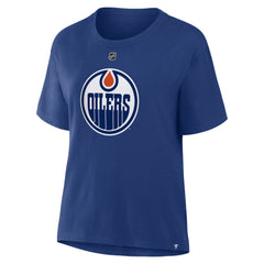 Leon Draisaitl Edmonton Oilers Fanatics Women's Authentic Stack Name & Number T-Shirt - Royal - NHL