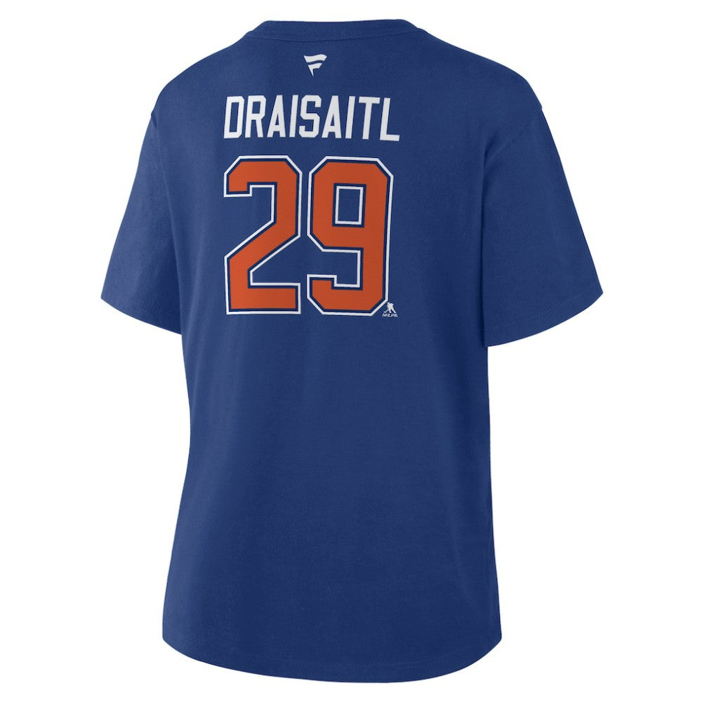 Leon Draisaitl Edmonton Oilers Fanatics Women's Authentic Stack Name & Number T-Shirt - Royal - NHL