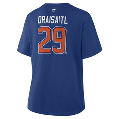 Leon Draisaitl Edmonton Oilers Fanatics Women's Authentic Stack Name & Number T-Shirt - Royal - NHL