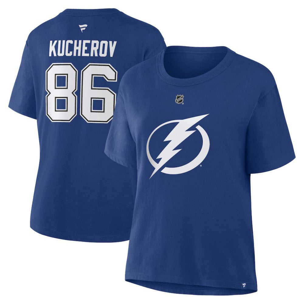 Nikita Kucherov Tampa Bay Lightning Fanatics Women's Authentic Stack Name & Number T-Shirt - Blue - NHL