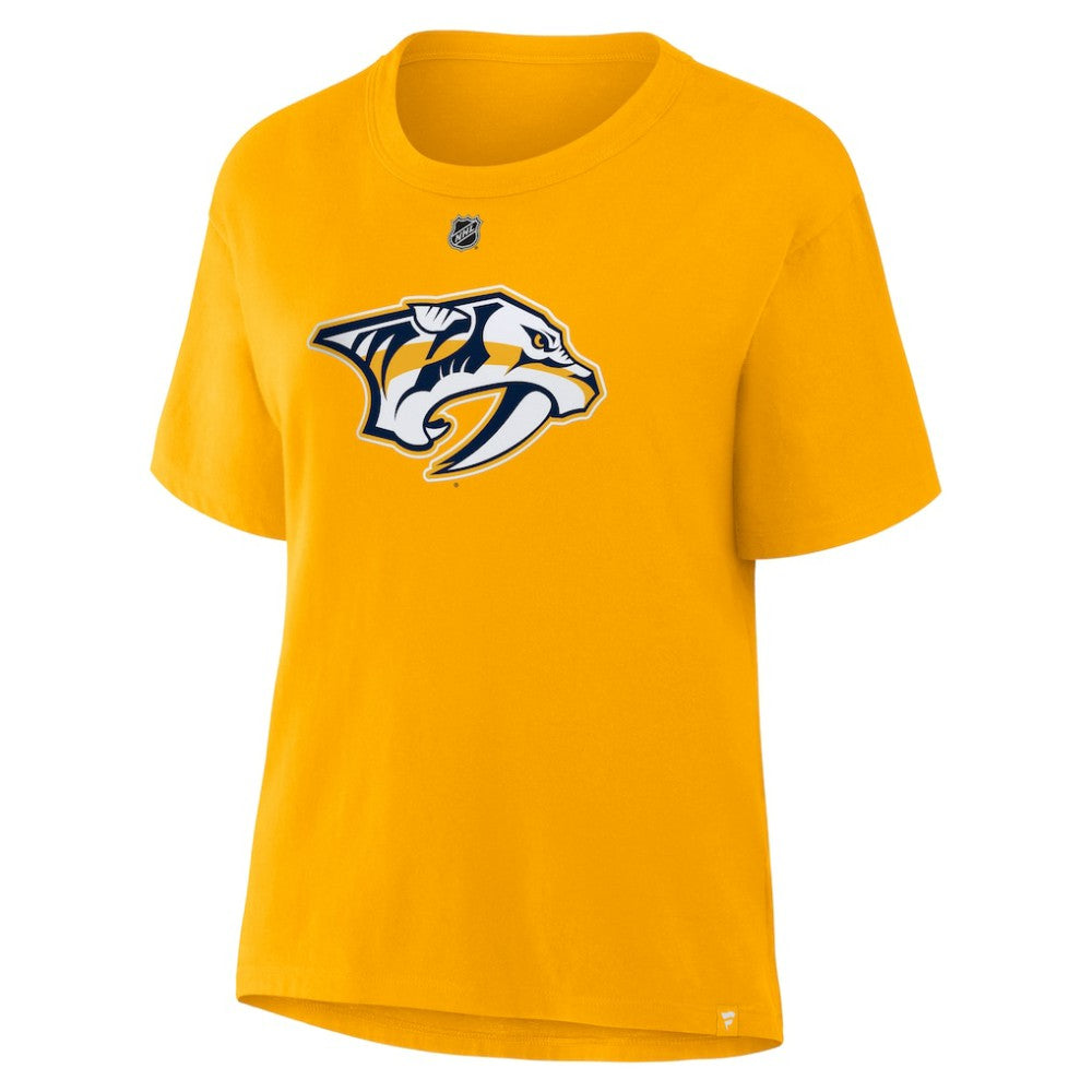 Filip Forsberg Nashville Predators Fanatics Women's Authentic Stack Name & Number T-Shirt - Gold - NHL
