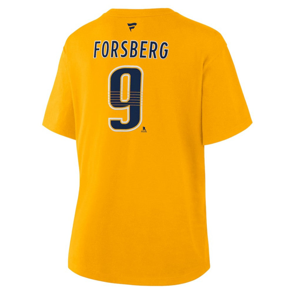 Filip Forsberg Nashville Predators Fanatics Women's Authentic Stack Name & Number T-Shirt - Gold - NHL