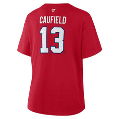 Cole Caufield Montreal Canadiens Fanatics Women's Authentic Stack Name & Number T-Shirt - Red - NHL