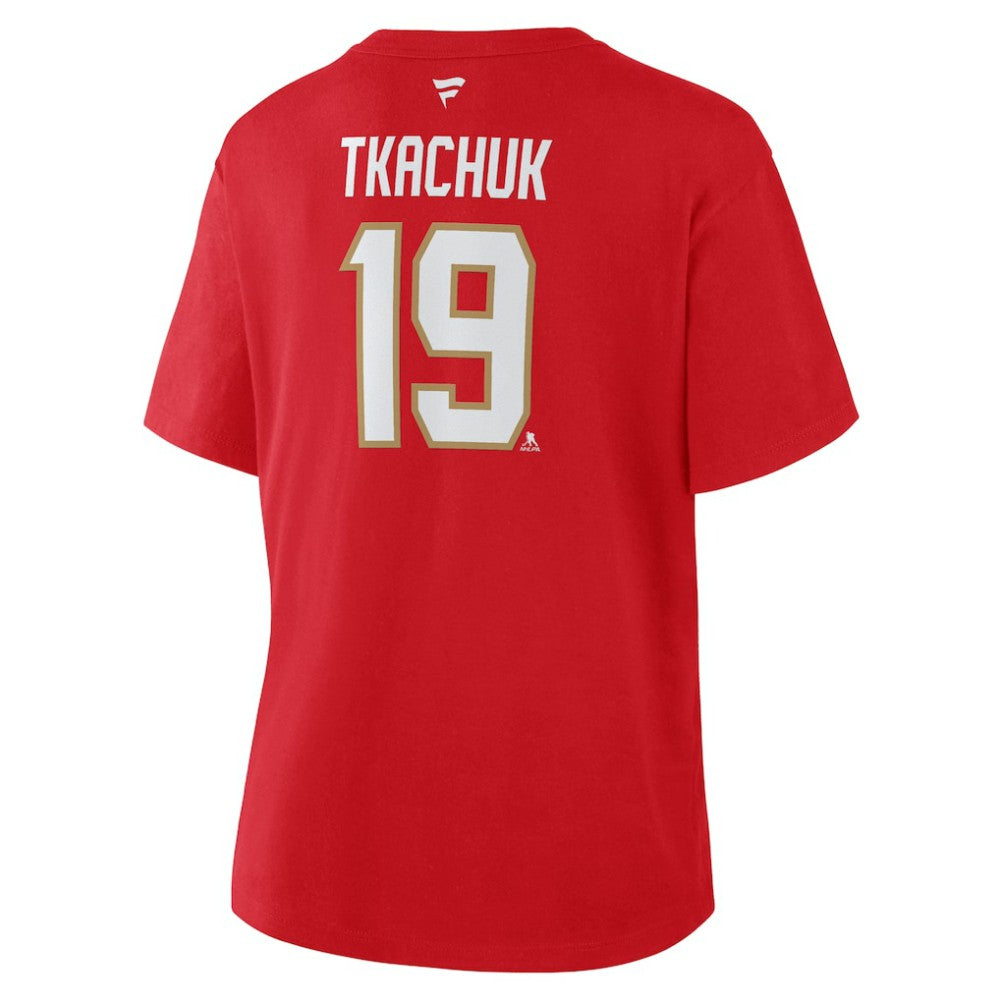 Matthew Tkachuk Florida Panthers Fanatics Women's Authentic Stack Name & Number T-Shirt - Red - NHL