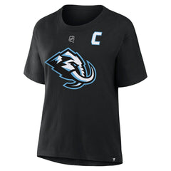 Clayton Keller Utah Mammoth Fanatics Women's Authentic Stack Name & Number T-Shirt - Black - NHL