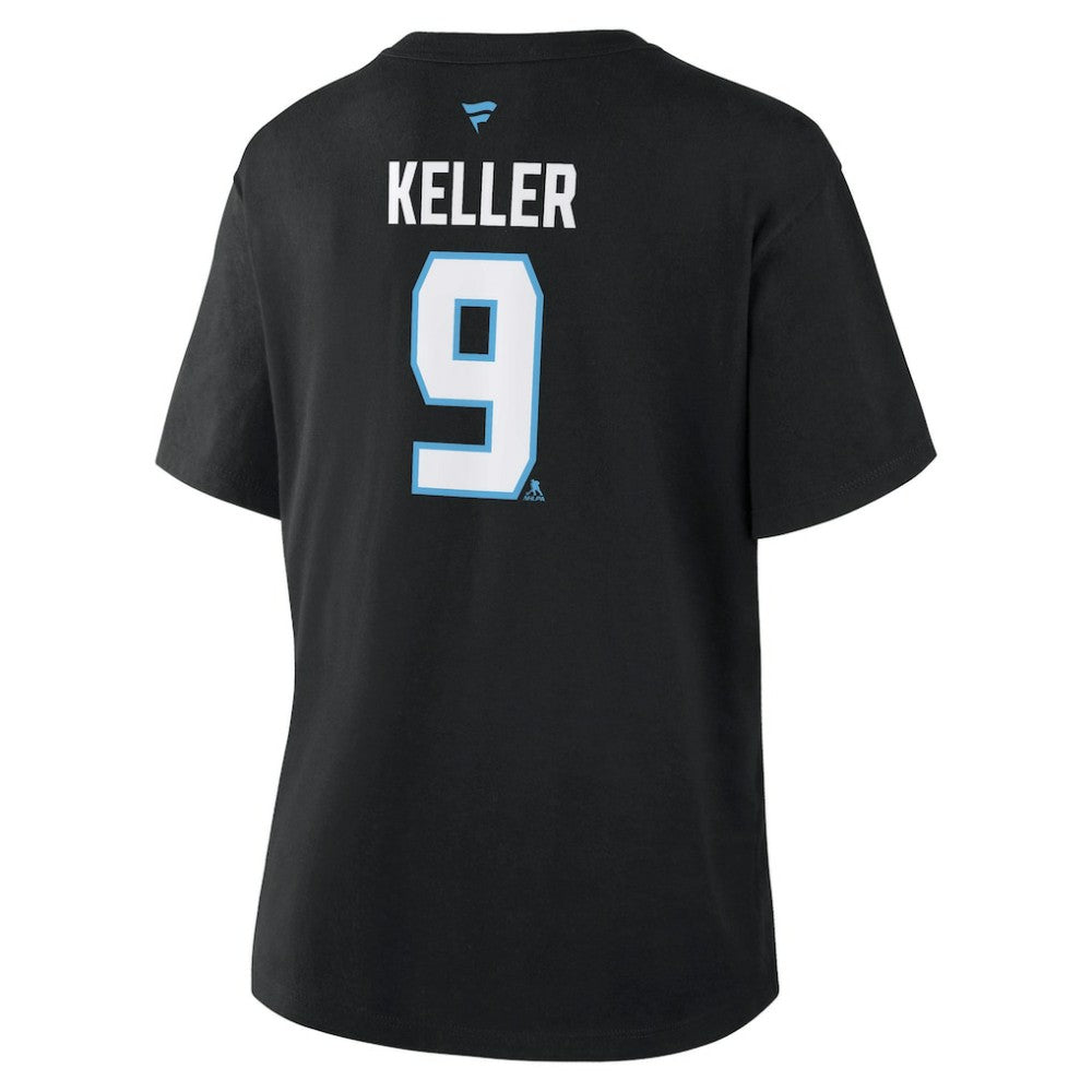 Clayton Keller Utah Mammoth Fanatics Women's Authentic Stack Name & Number T-Shirt - Black - NHL