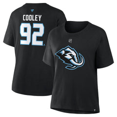 Logan Cooley Utah Mammoth Fanatics Women's Authentic Stack Name & Number T-Shirt - Black - NHL