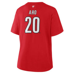 Sebastian Aho Carolina Hurricanes Fanatics Women's Authentic Stack Name & Number T-Shirt - Red - NHL