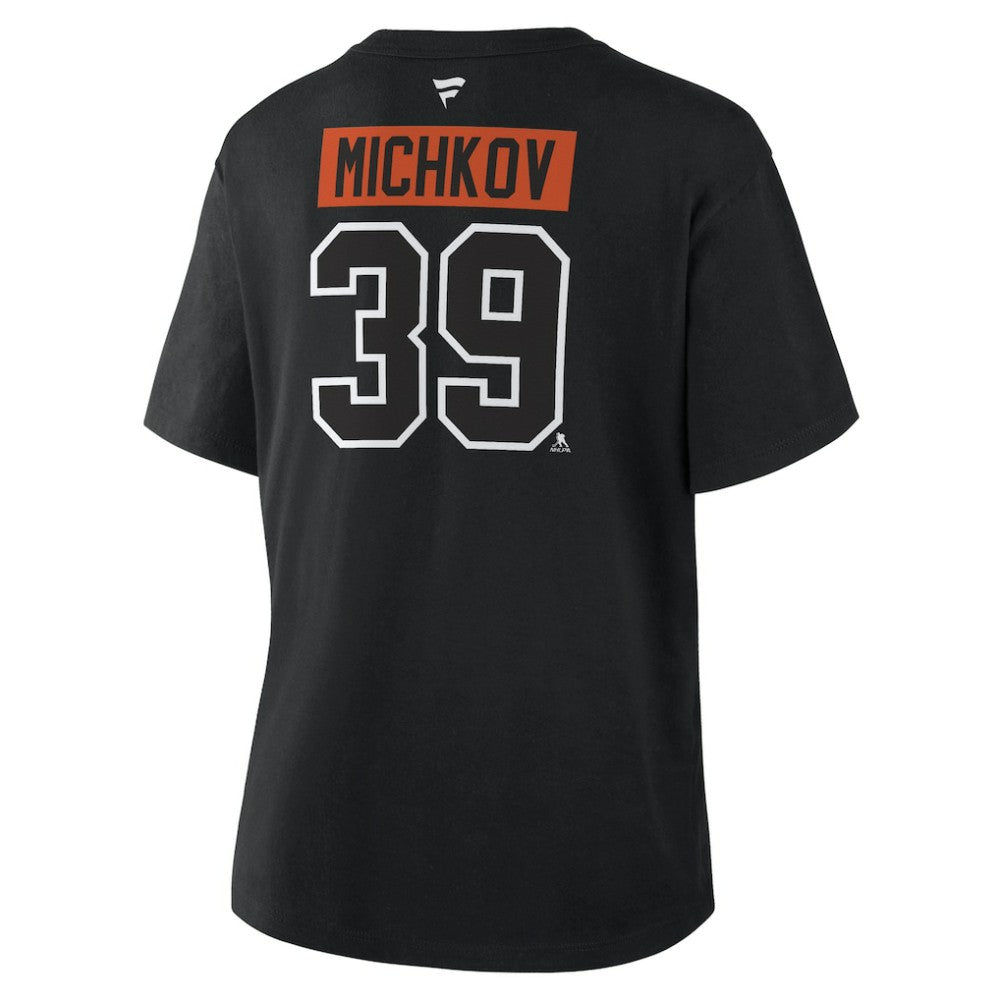 Matvei Michkov Philadelphia Flyers Fanatics Women's Authentic Stack Name & Number T-Shirt - Black - NHL