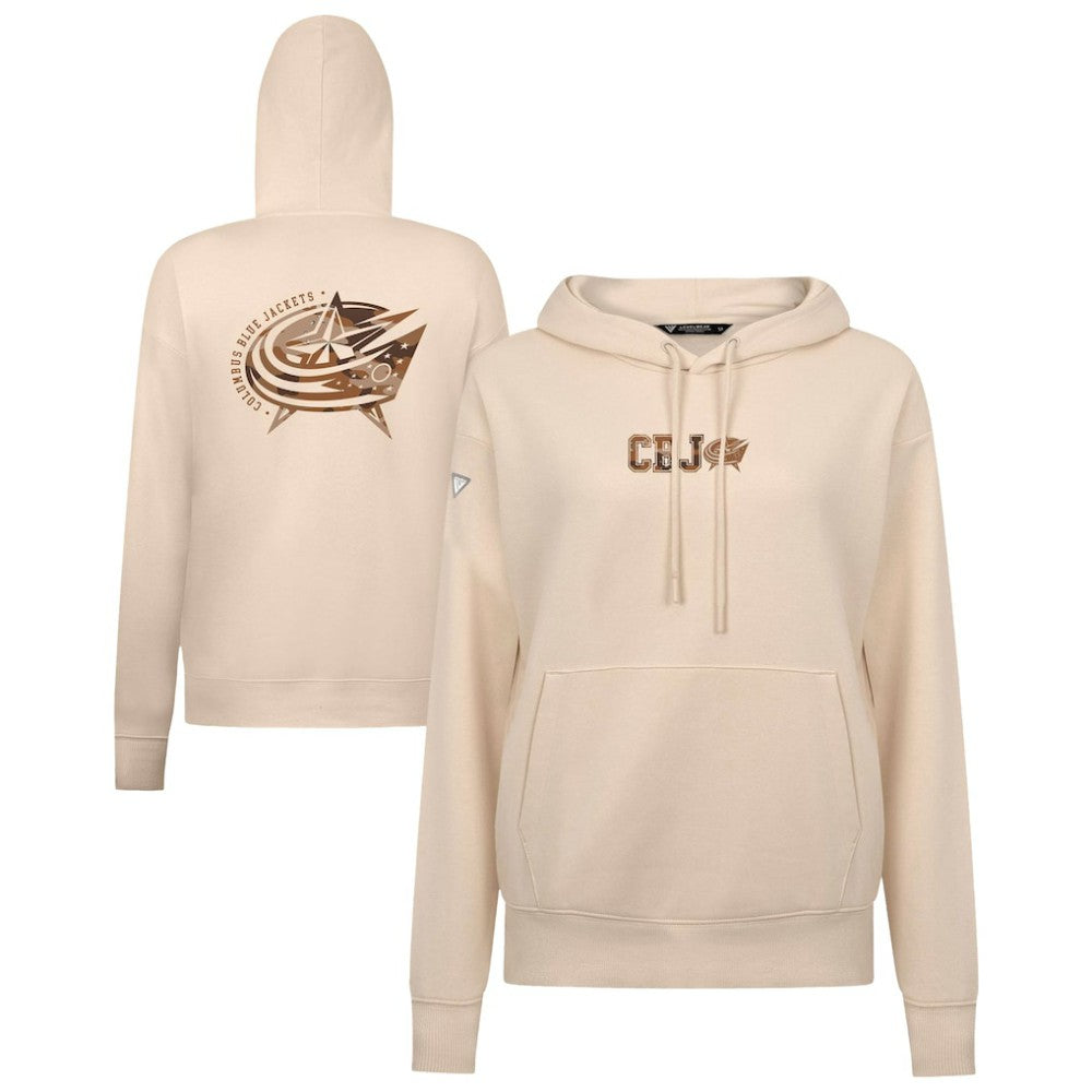 Columbus Blue Jackets Levelwear Women's Desert Camo Adorn Battalion Pullover Hoodie - Khaki - NHL