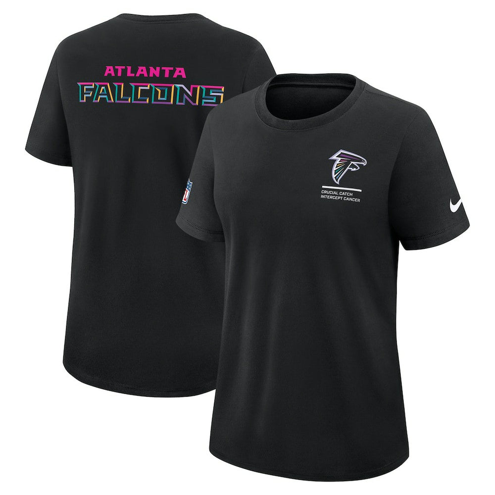 Atlanta Falcons Women's 2025 NFL Crucial Catch Tri-Blend Dri-FIT T-Shirt Black | Nike for Sale