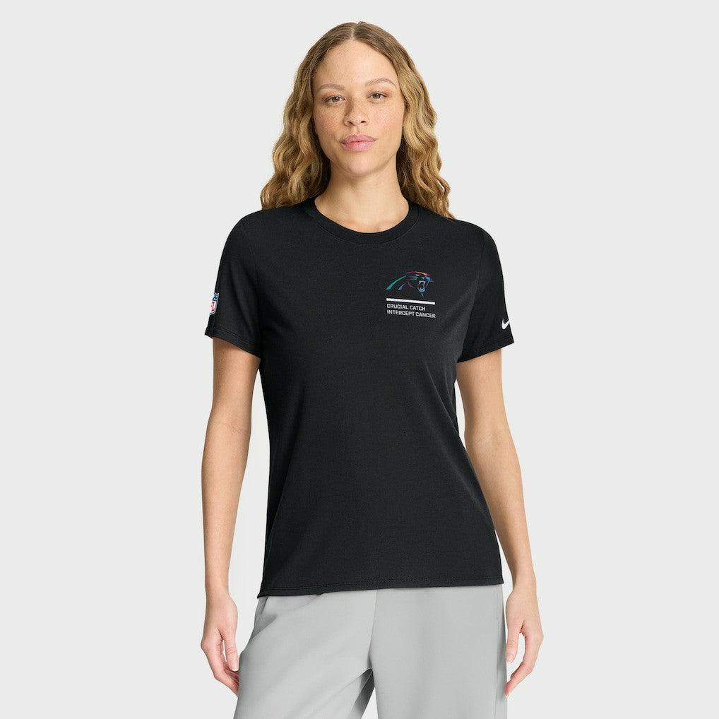 Carolina Panthers Women's 2025 NFL Crucial Catch Tri-Blend Dri-FIT T-Shirt Black | Nike for Sale