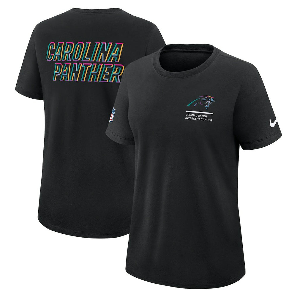 Carolina Panthers Women's 2025 NFL Crucial Catch Tri-Blend Dri-FIT T-Shirt Black | Nike for Sale