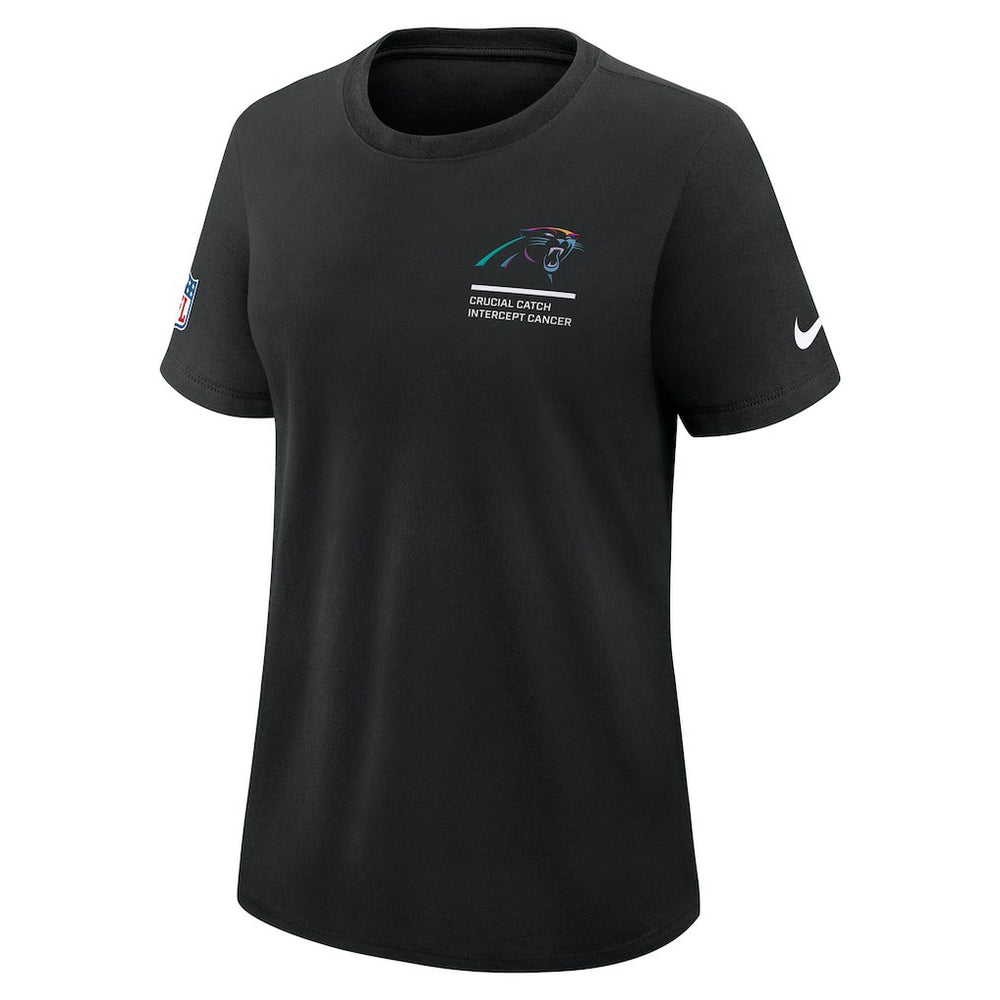 Carolina Panthers Women's 2025 NFL Crucial Catch Tri-Blend Dri-FIT T-Shirt Black | Nike for Sale