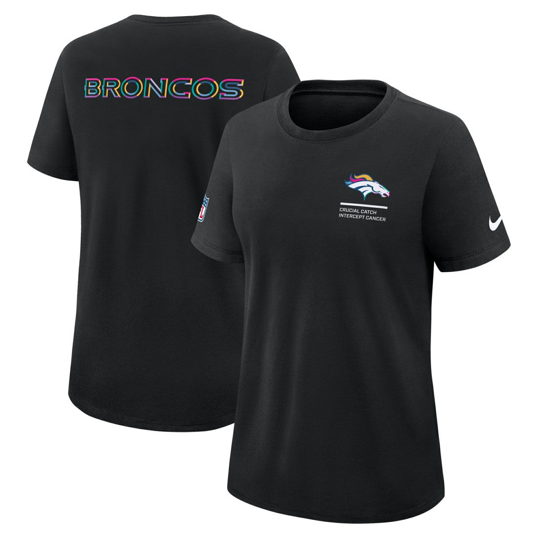 Denver Broncos Women's 2025 NFL Crucial Catch Tri-Blend Dri-FIT T-Shirt Black | Nike for Sale