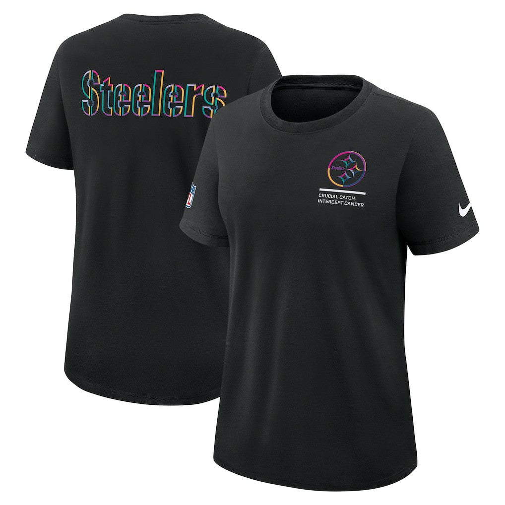 Pittsburgh Steelers Women's 2025 NFL Crucial Catch Tri-Blend Dri-FIT T-Shirt Black | Nike for Sale