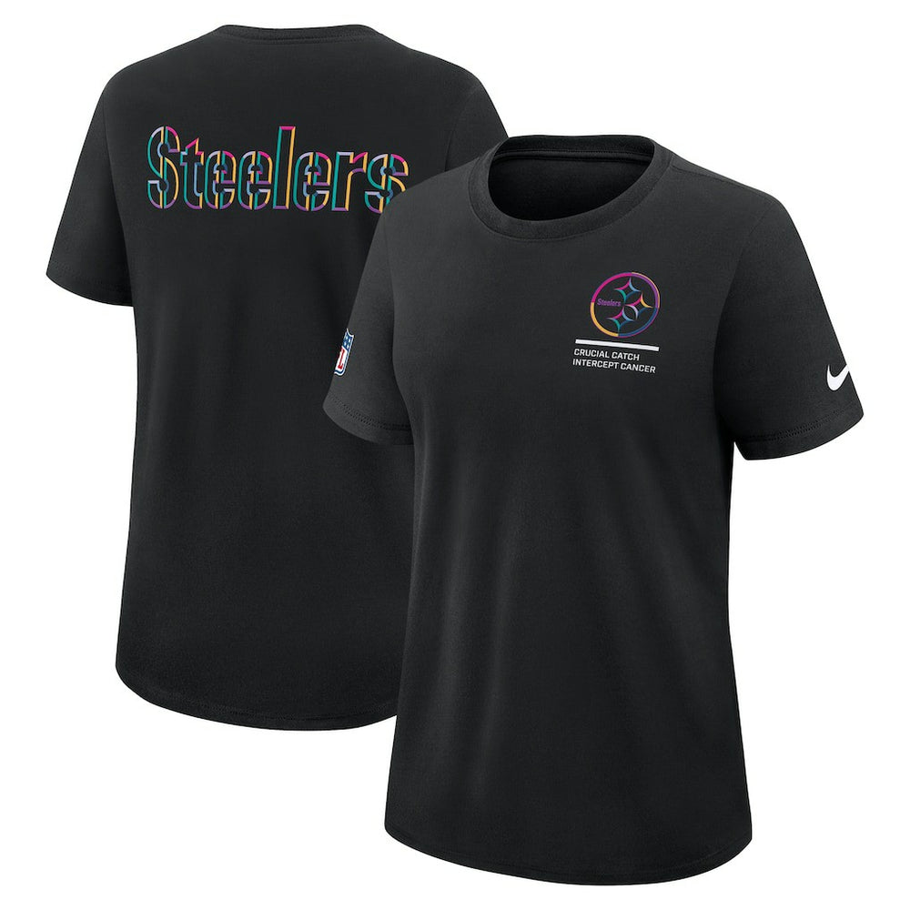 Pittsburgh Steelers Women's 2025 NFL Crucial Catch Tri-Blend Dri-FIT T-Shirt Black | Nike for Sale