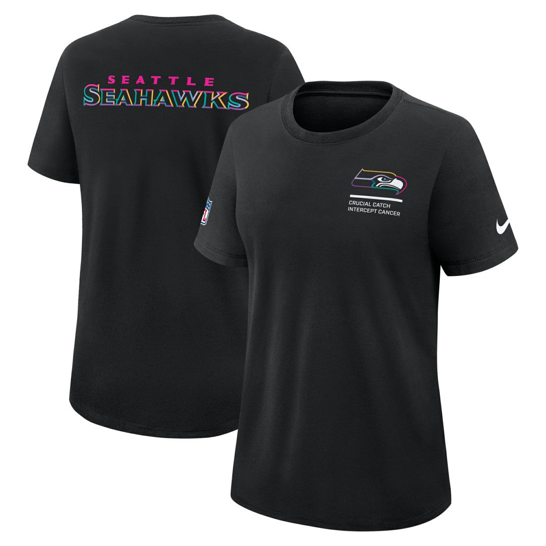 Seattle Seahawks Women's 2025 NFL Crucial Catch Tri-Blend Dri-FIT T-Shirt Black | Nike for Sale