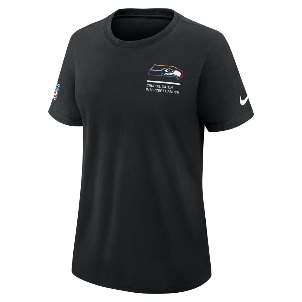 Seattle Seahawks Women's 2025 NFL Crucial Catch Tri-Blend Dri-FIT T-Shirt Black | Nike for Sale