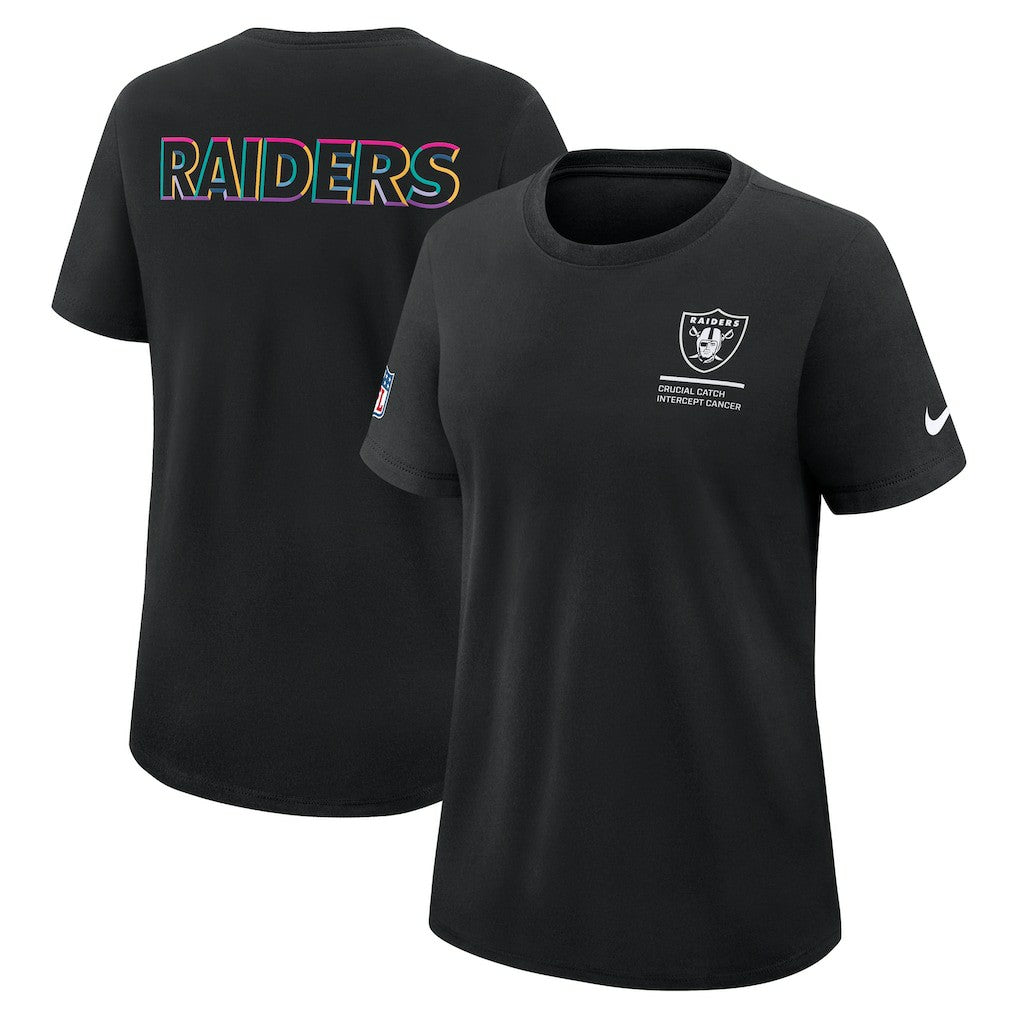 Las Vegas Raiders Women's 2025 NFL Crucial Catch Tri-Blend Dri-FIT T-Shirt Black | Nike for Sale