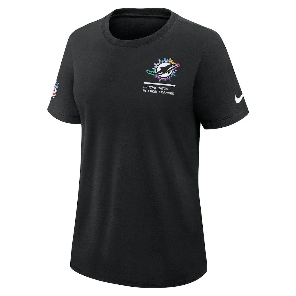 Miami Dolphins Women's 2025 NFL Crucial Catch Tri-Blend Dri-FIT T-Shirt Black | Nike for Sale