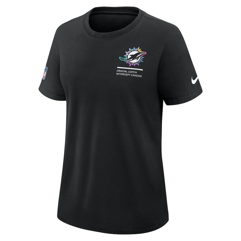 Miami Dolphins Women's 2025 NFL Crucial Catch Tri-Blend Dri-FIT T-Shirt Black | Nike for Sale