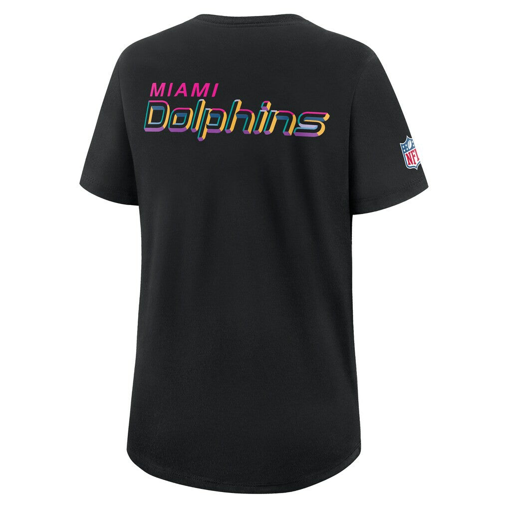 Miami Dolphins Women's 2025 NFL Crucial Catch Tri-Blend Dri-FIT T-Shirt Black | Nike for Sale