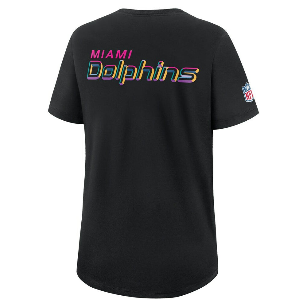 Miami Dolphins Women's 2025 NFL Crucial Catch Tri-Blend Dri-FIT T-Shirt Black | Nike for Sale