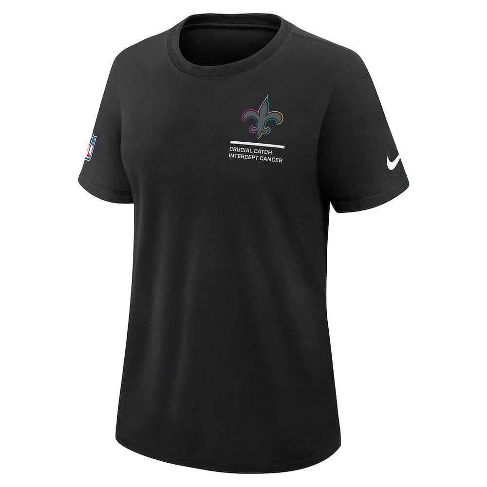 New Orleans Saints Women's 2025 NFL Crucial Catch Tri-Blend Dri-FIT T-Shirt Black | Nike for Sale