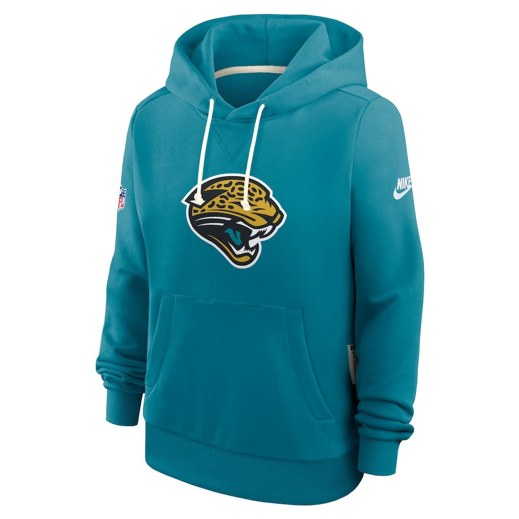 Jacksonville Jaguars Women's Throwback Sideline Standard Issue Dri-FIT Hoodie Teal | Nike for Sale