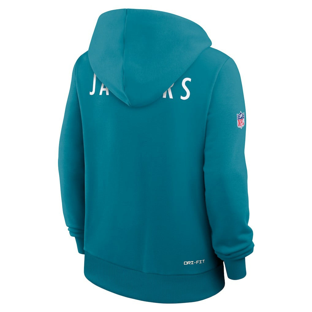 Jacksonville Jaguars Women's Throwback Sideline Standard Issue Dri-FIT Hoodie Teal | Nike for Sale