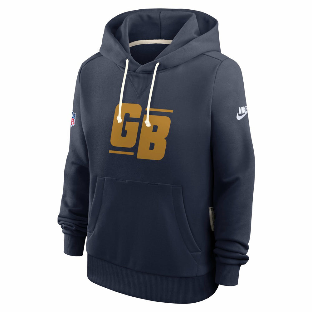 Green Bay Packers Women's Sideline Standard Issue Dri-FIT Hoodie Navy | Nike for Sale