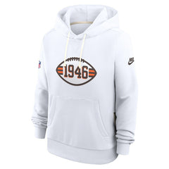 Cleveland Browns Women's Throwback Sideline Standard Issue Dri-FIT Hoodie White | Nike for Sale