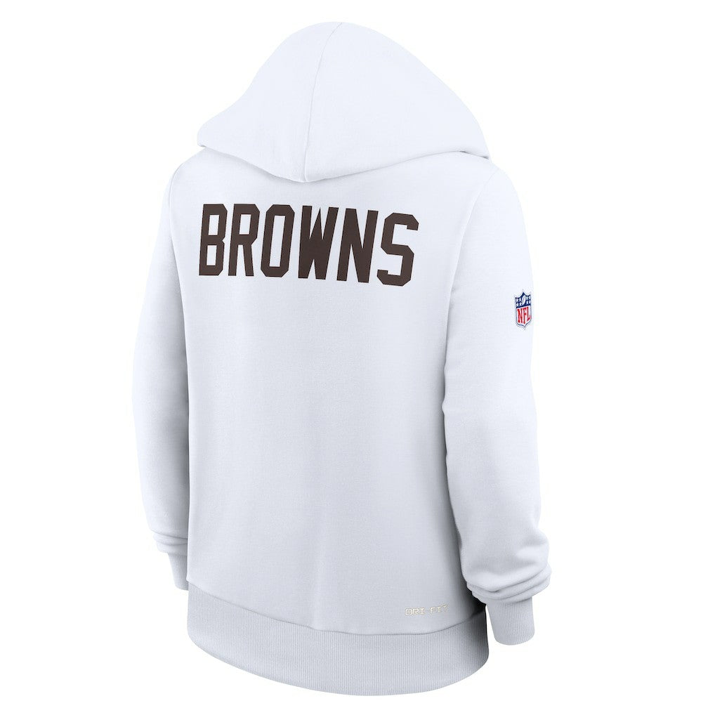 Cleveland Browns Women's Throwback Sideline Standard Issue Dri-FIT Hoodie White | Nike for Sale
