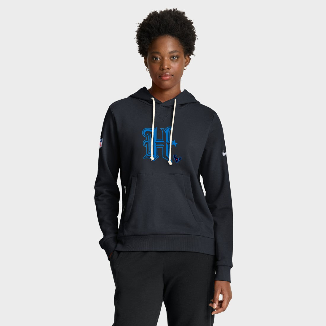 Houston Texans Women's Throwback Sideline Standard Issue Dri-FIT Hoodie Navy | Nike for Sale