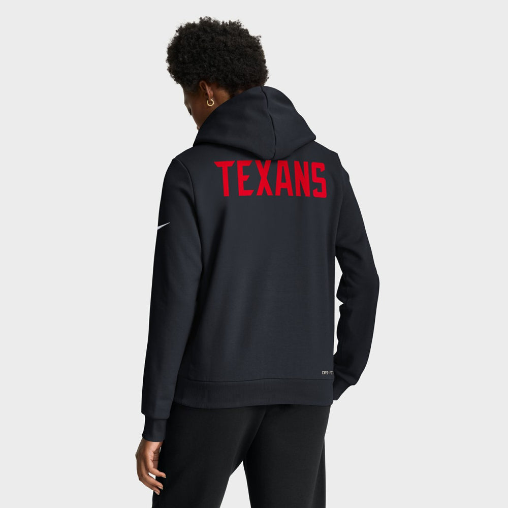 Houston Texans Women's Throwback Sideline Standard Issue Dri-FIT Hoodie Navy | Nike for Sale