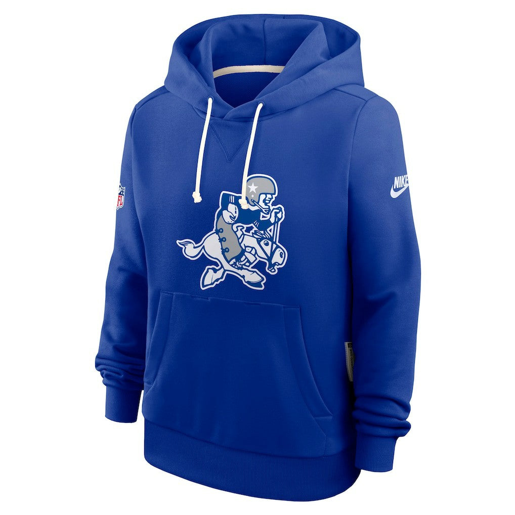 Dallas Cowboys Women's Throwback Sideline Standard Issue Dri-FIT Hoodie Royal | Nike for Sale