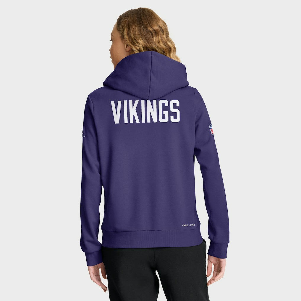 Minnesota Vikings Women's Throwback Sideline Standard Issue Dri-FIT Hoodie Purple | Nike for Sale